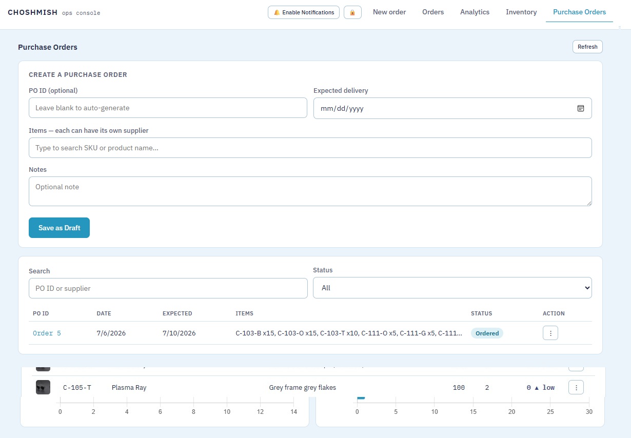 Analytics view
